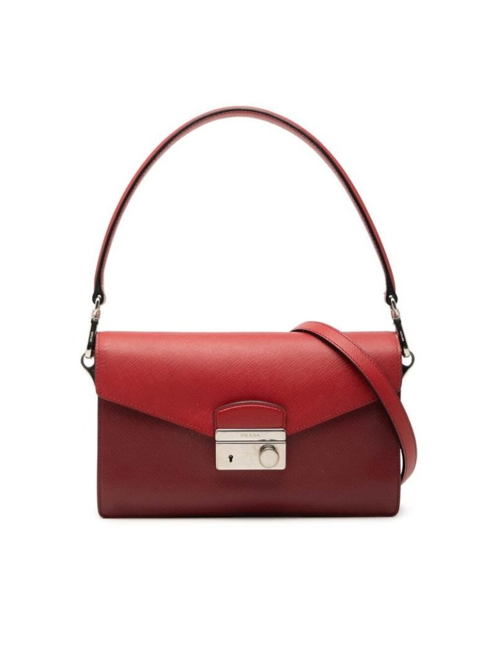 Prada Saffiano 2-Way Crossbody Shoulder Bag Red Leather